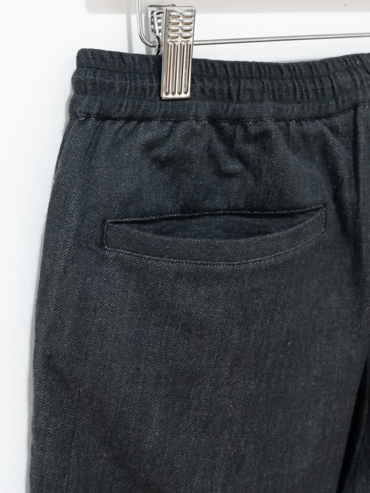 Hand Woven Denim Easy Pants - Black