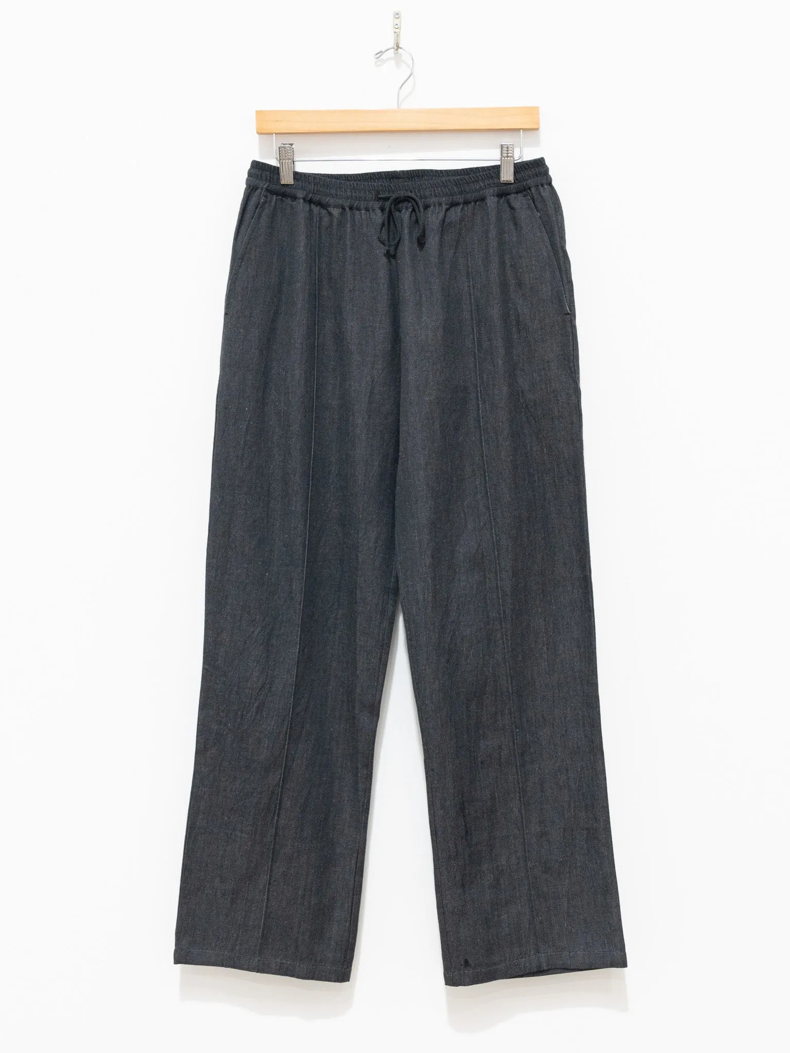 Hand Woven Denim Easy Pants - Black