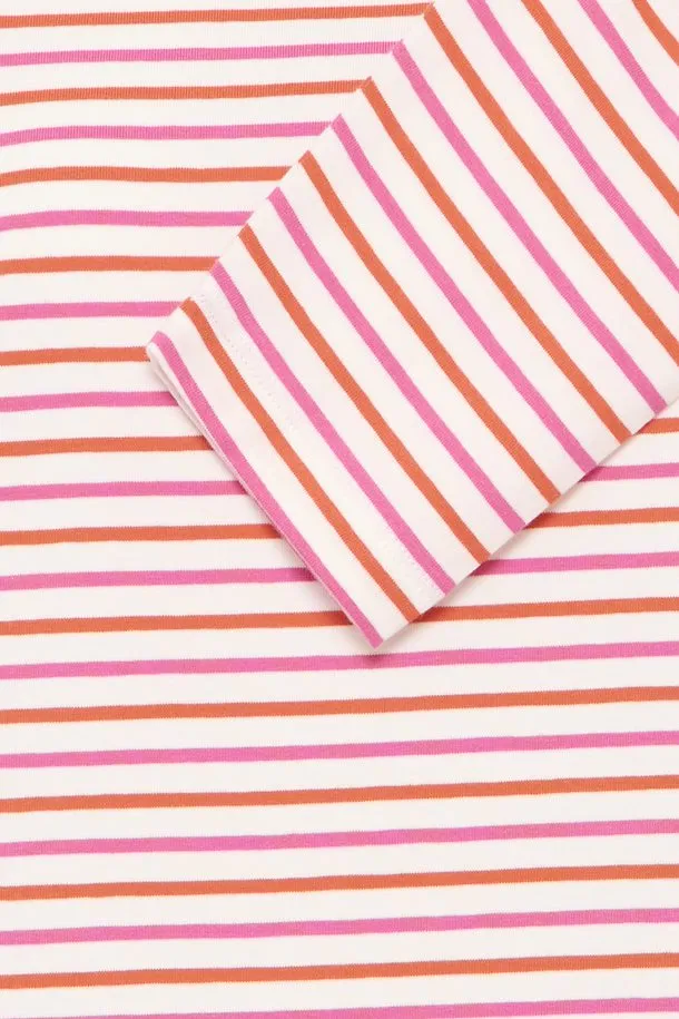 Ichi Mira multi stripe LS t shirt Cloud dancer Pink Fiesta