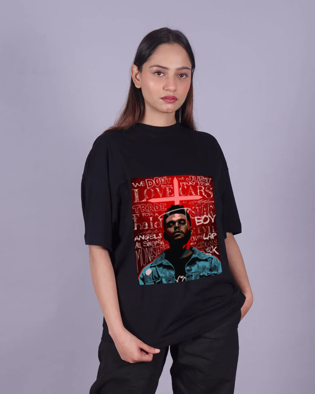 Iconic Duo: Women's The Weekend Oversized Tees - Starboy & The Weekend