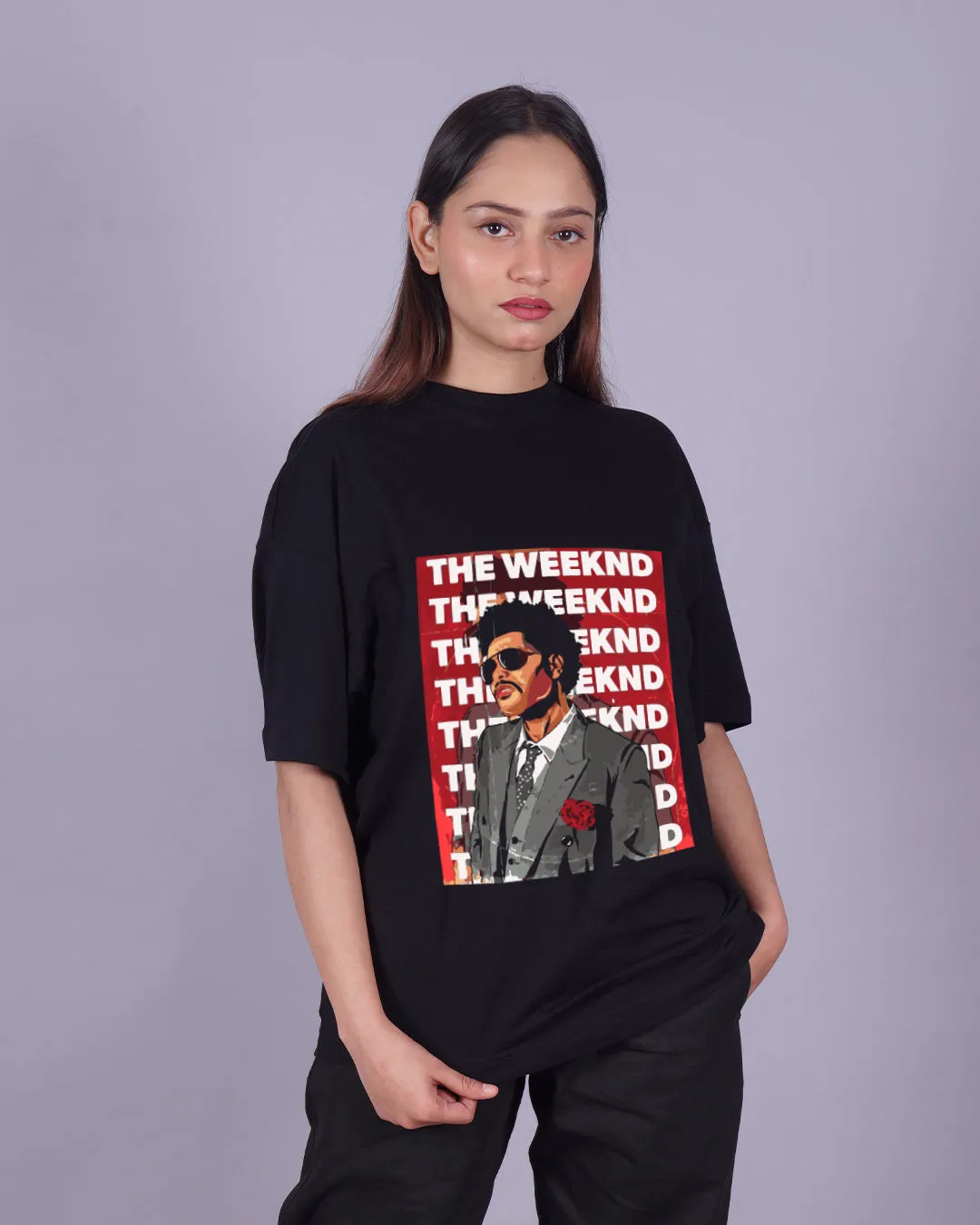 Iconic Duo: Women's The Weekend Oversized Tees - Starboy & The Weekend