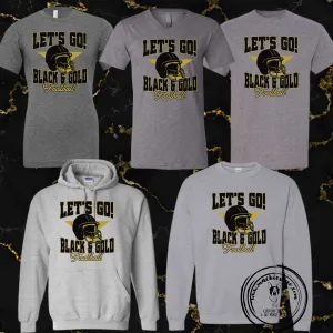 Let's Go Black & Gold Football Gear Custom Shirt for Youth and Adults (5 Shirt Options)