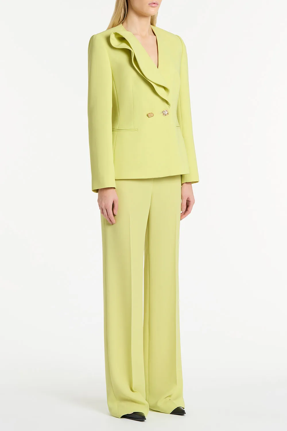 LIME CREPE WIDE CLASSIC PANT