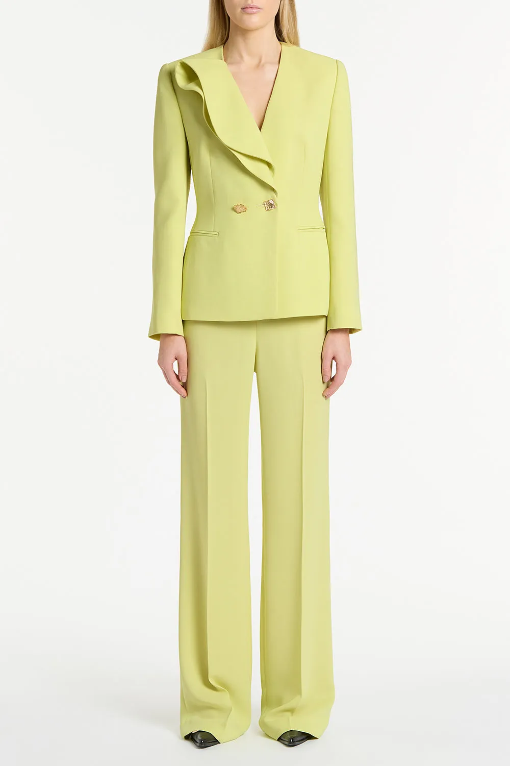 LIME CREPE WIDE CLASSIC PANT