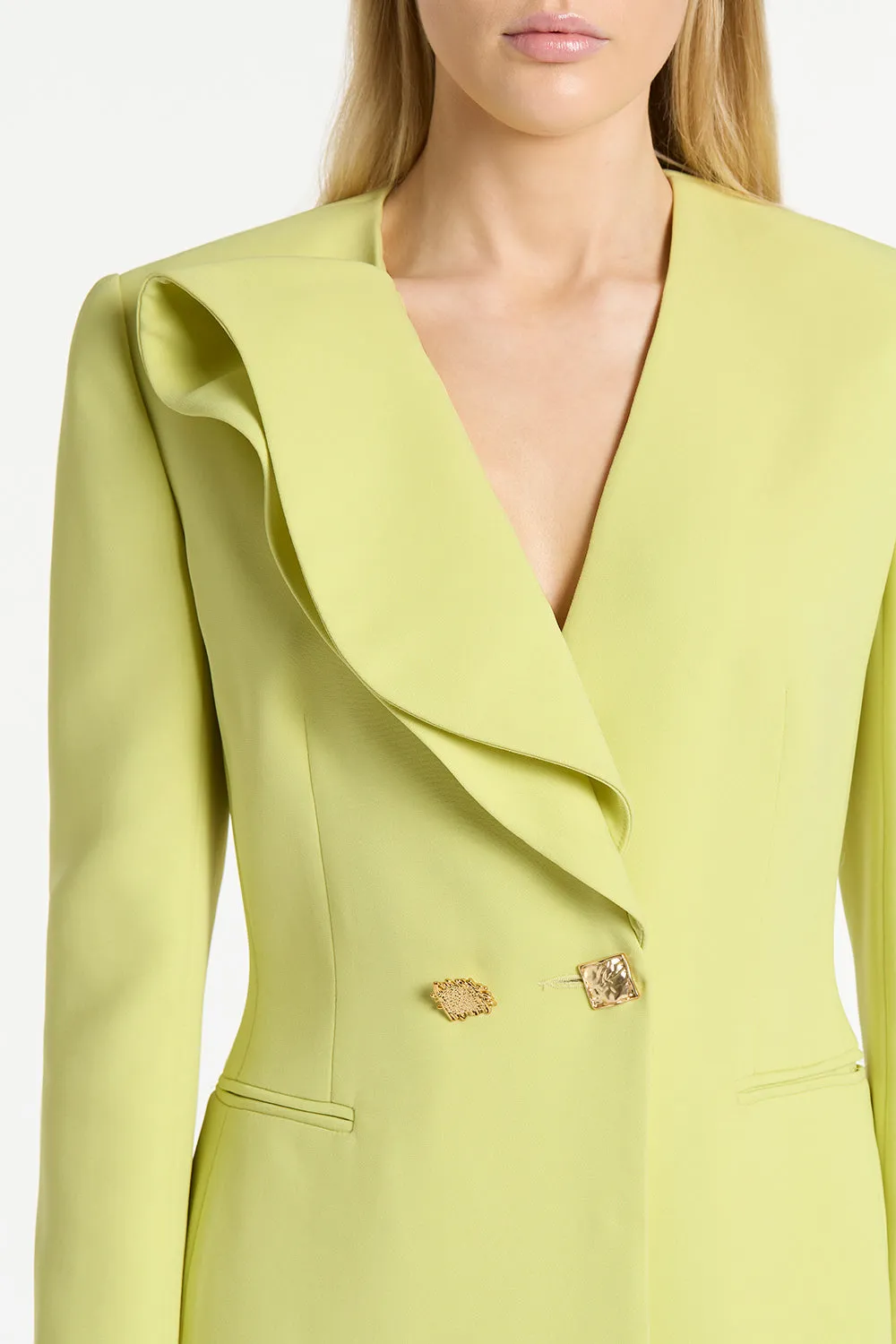 LIME CREPE WIDE CLASSIC PANT