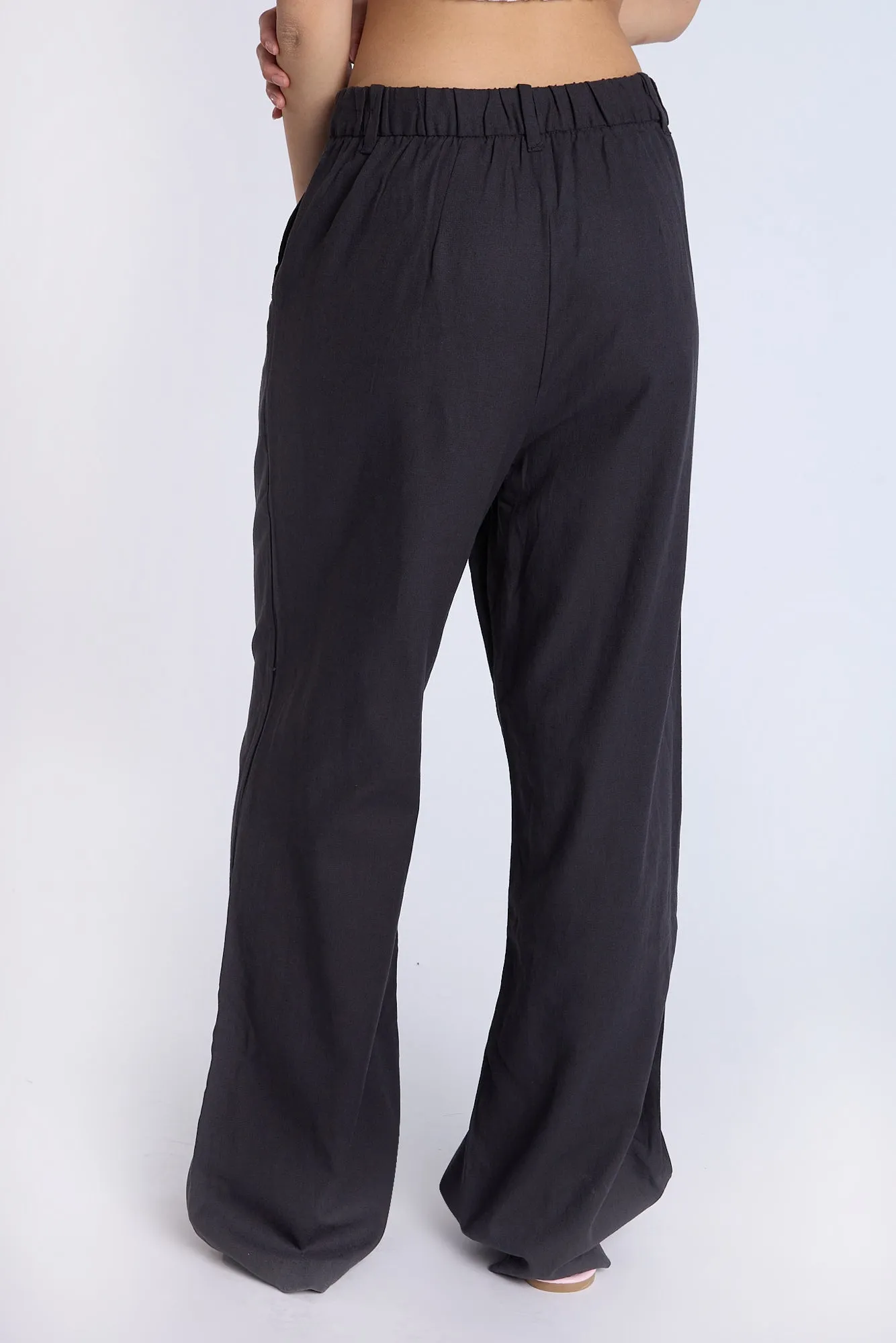 Linen-Blend Tailored Pants