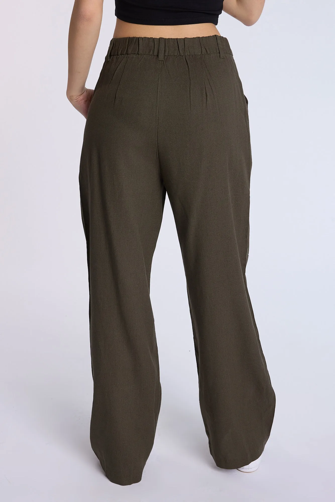 Linen-Blend Tailored Pants