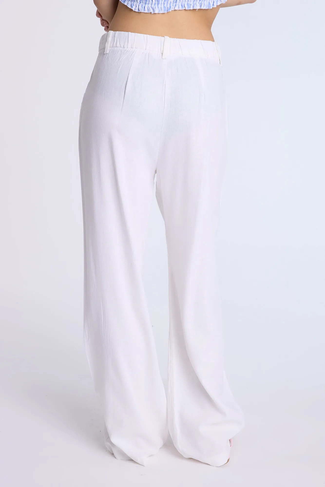 Linen-Blend Tailored Pants