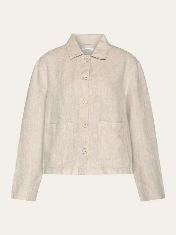 Linen Overshirt (Feather Gray) - Knowledge Cotton Apparel
