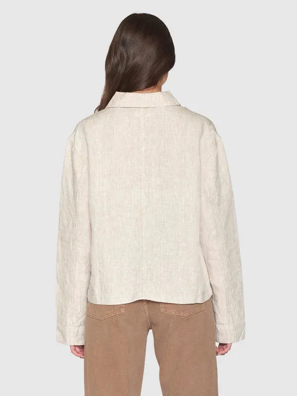 Linen Overshirt (Feather Gray) - Knowledge Cotton Apparel