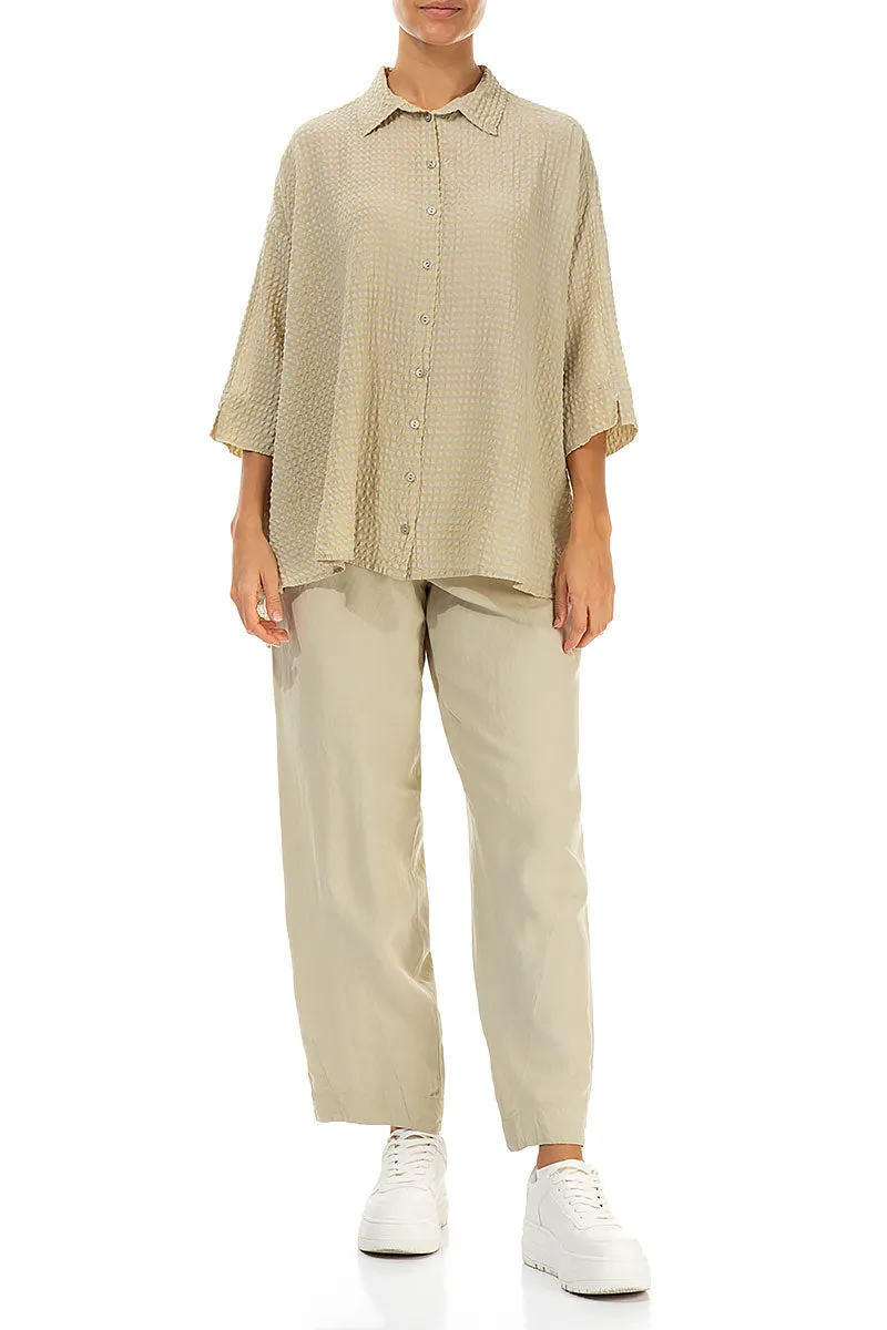 Loose Laurel Green Textured Silk Shirt