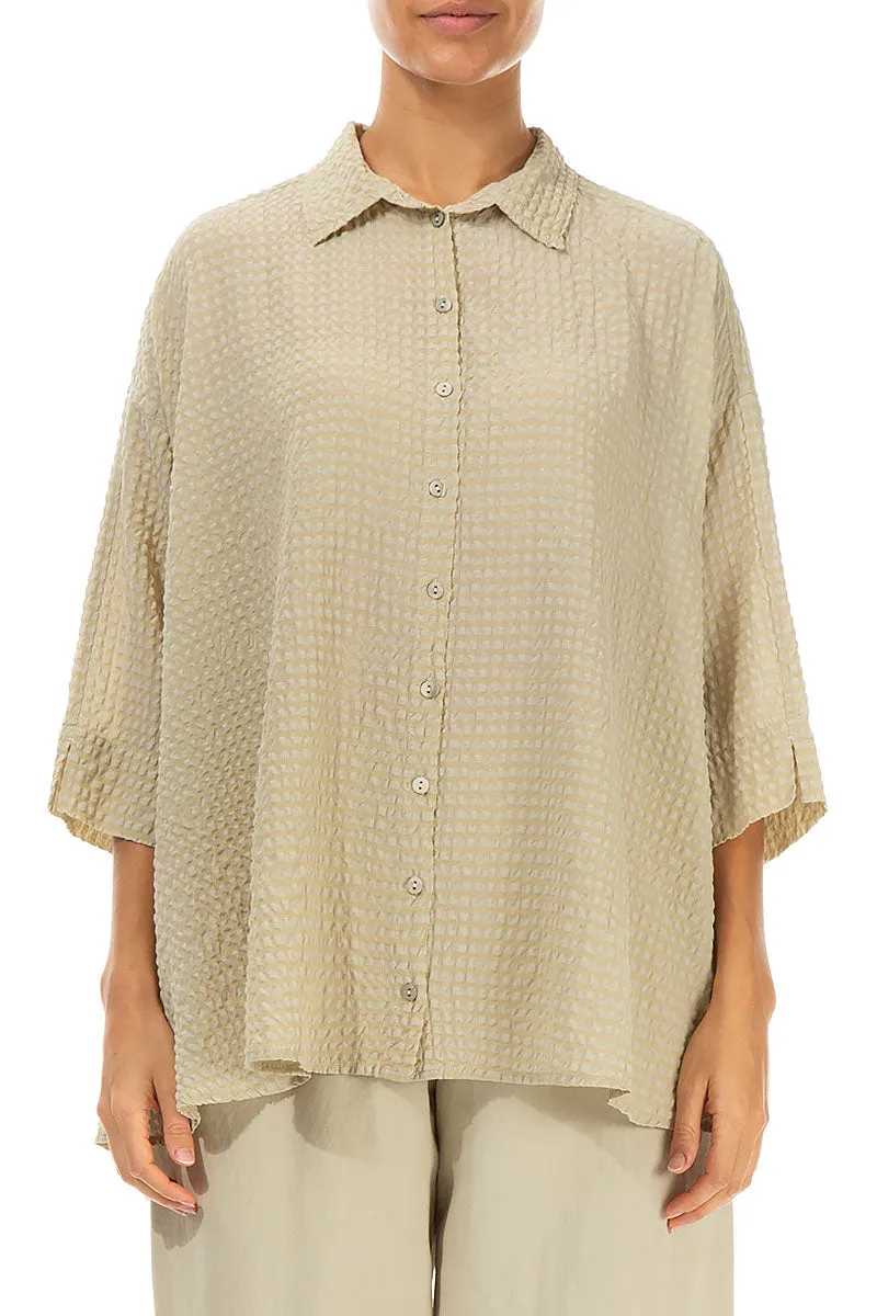 Loose Laurel Green Textured Silk Shirt