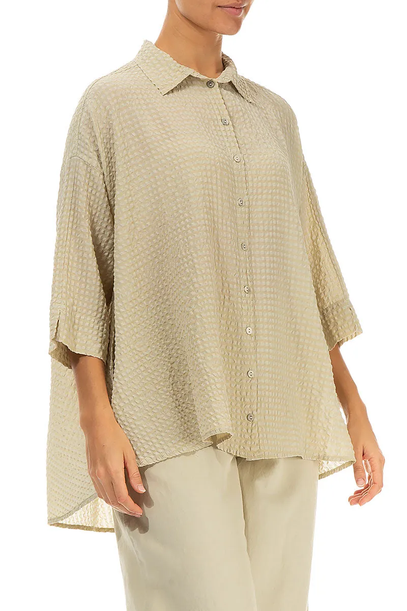 Loose Laurel Green Textured Silk Shirt