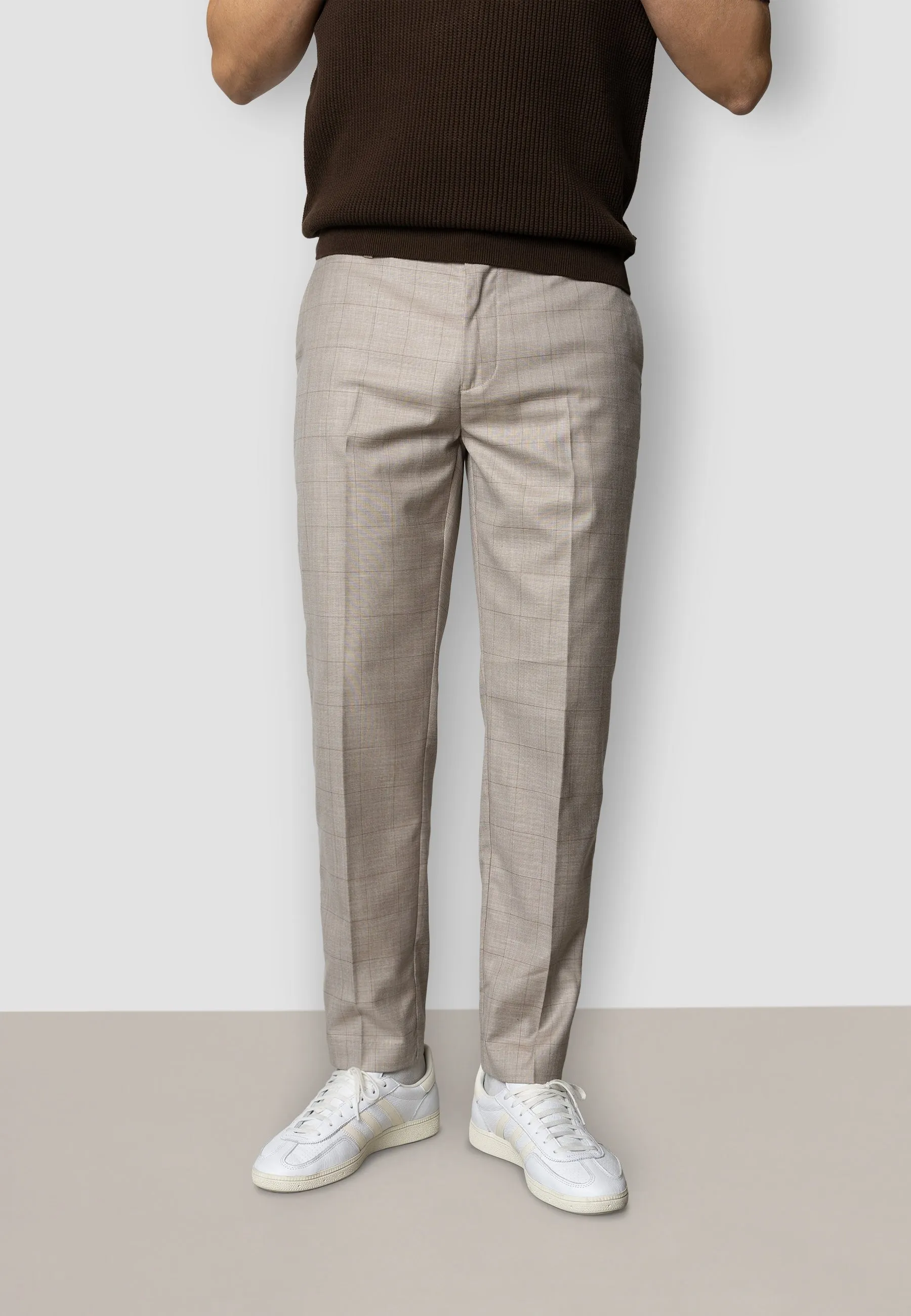 Mateo pants - Brown check melange