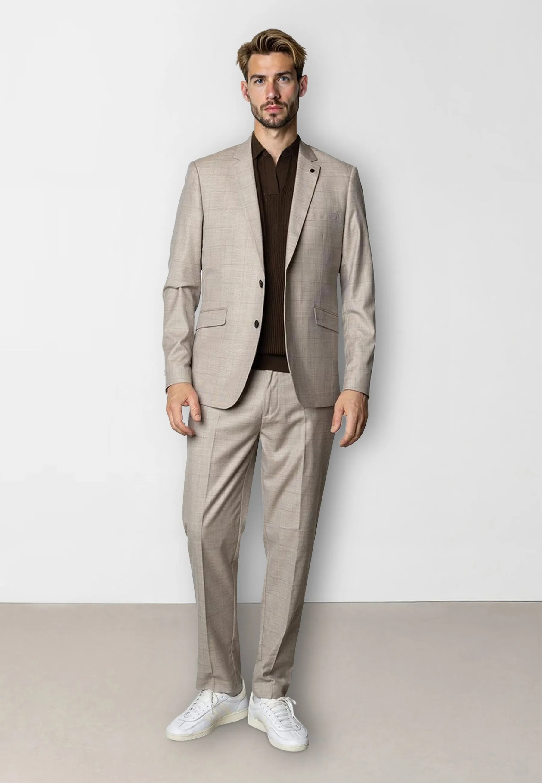 Mateo pants - Brown check melange