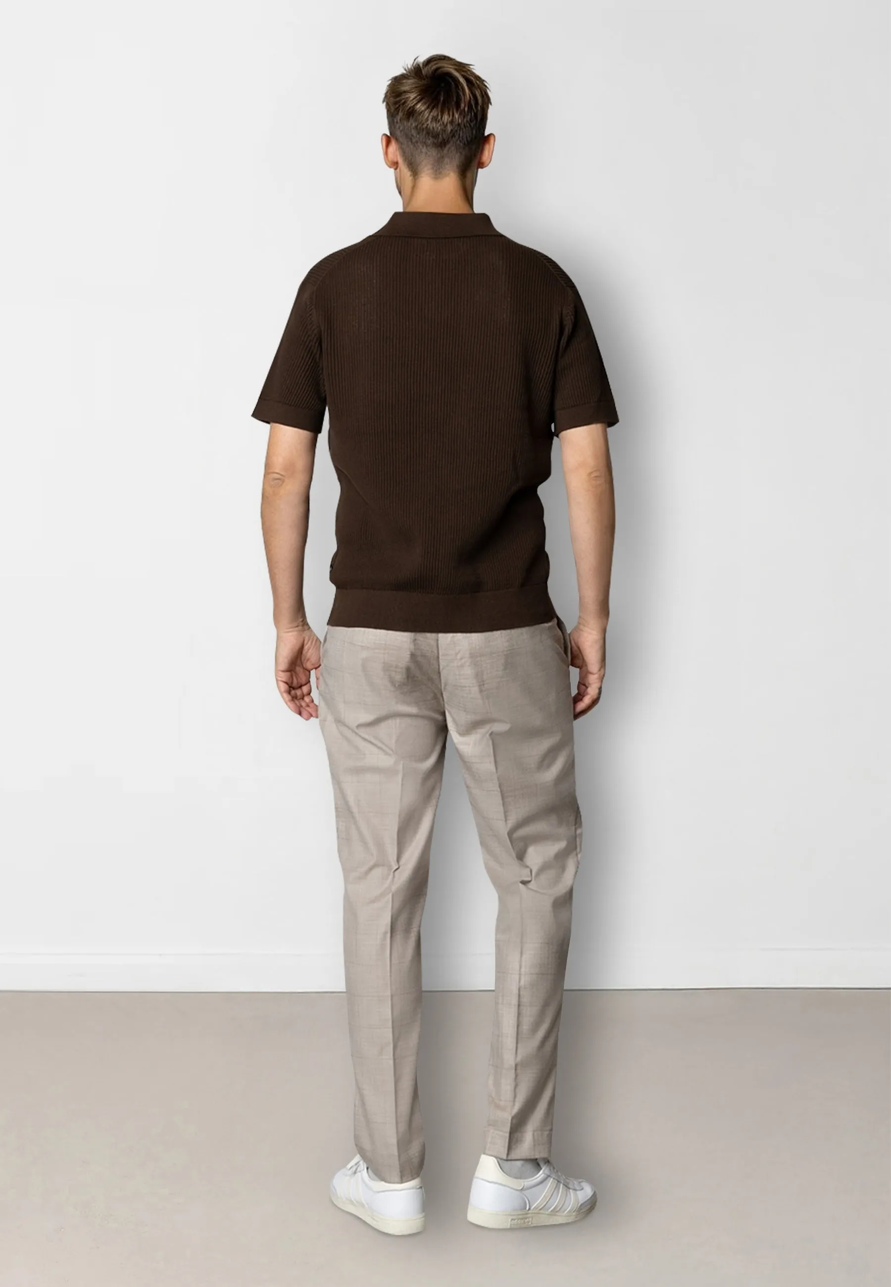 Mateo pants - Brown check melange