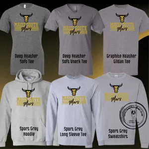 Mavs- Maize South Mavs with New Maverick GREY Gear for Youth and Adults (6 Shirt Options)