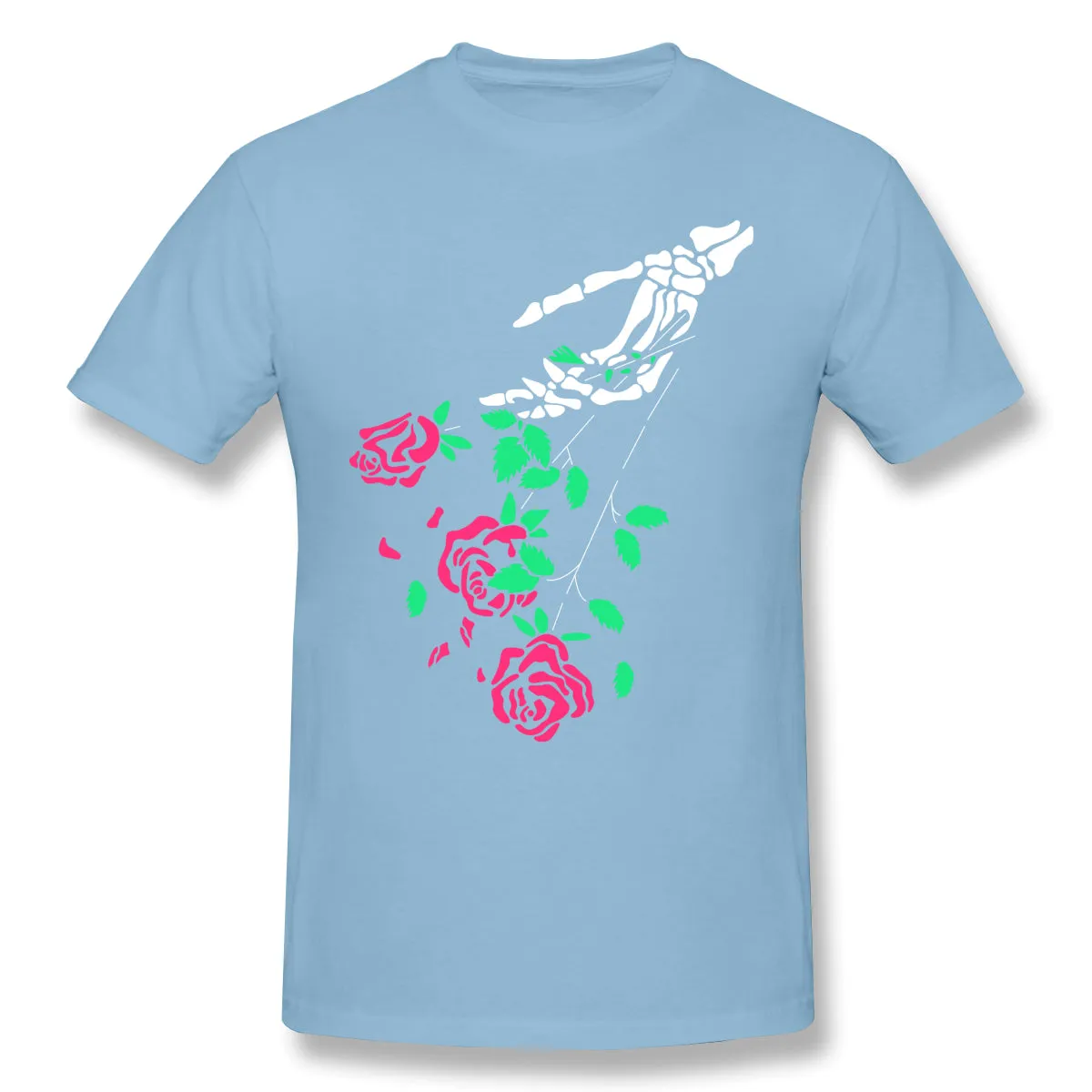 Men's Casual T-shirt Skull Roses Comfortable O-Neck Short Sleeves Tees