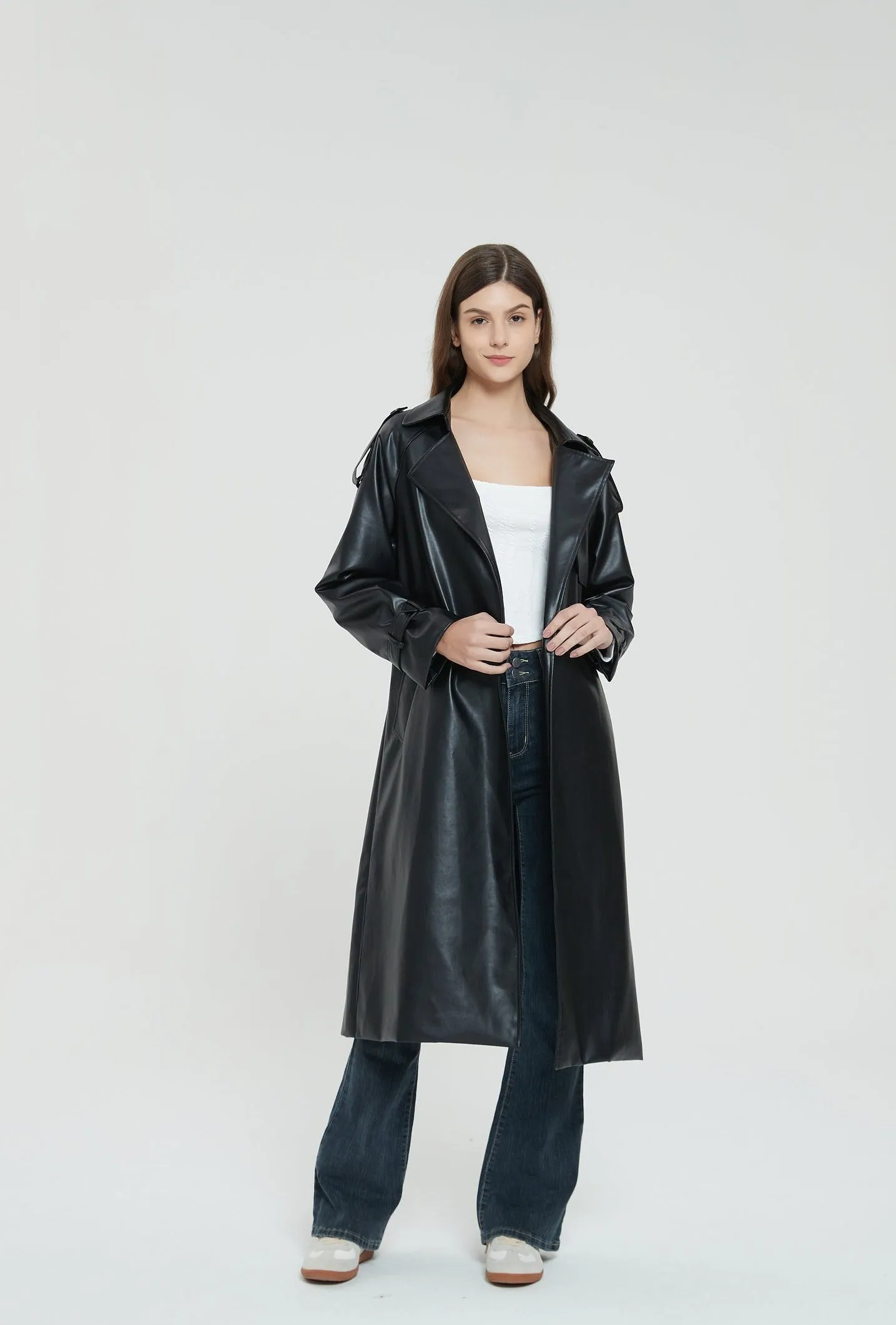 Natalie Leather Trench Coat