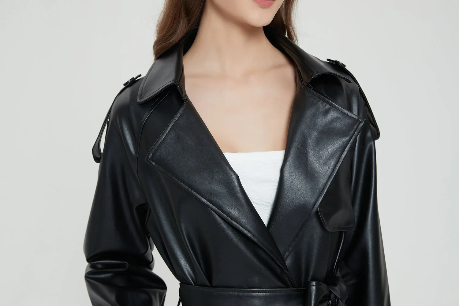 Natalie Leather Trench Coat