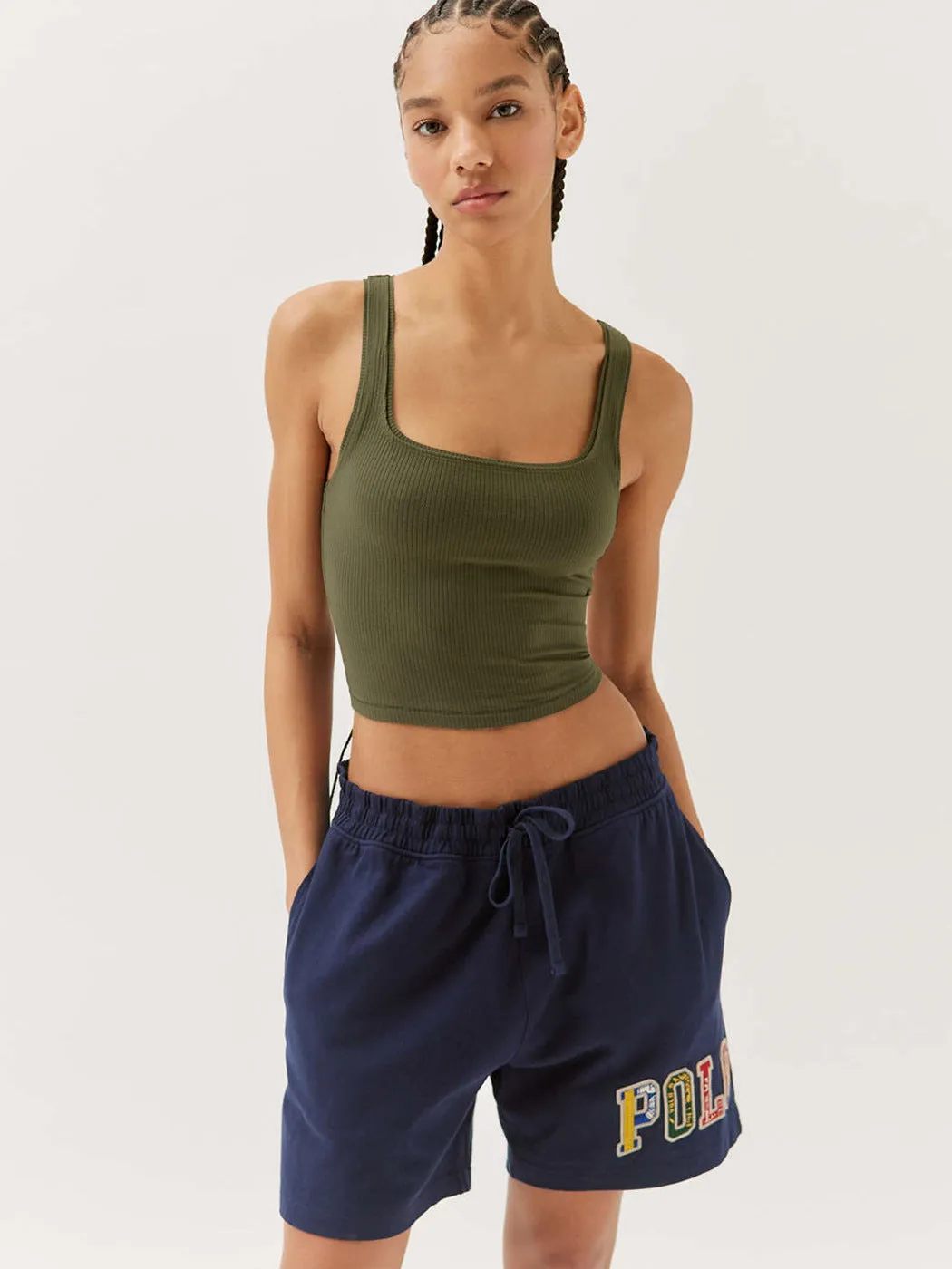 Olive Green Knitted Sexy Ribbed Crop Top