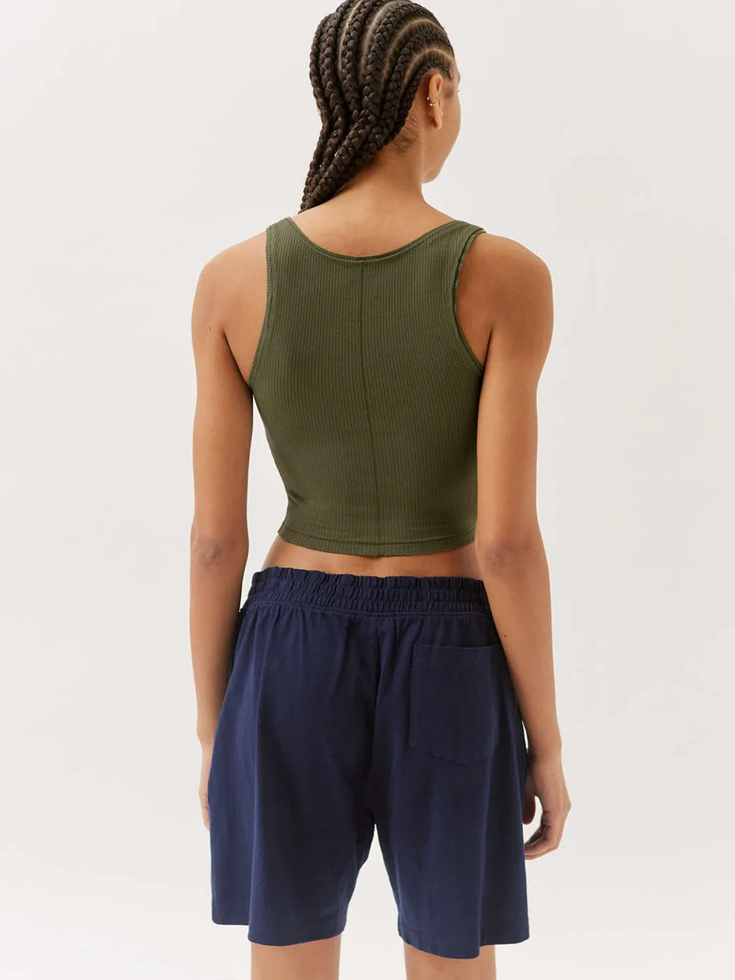 Olive Green Knitted Sexy Ribbed Crop Top