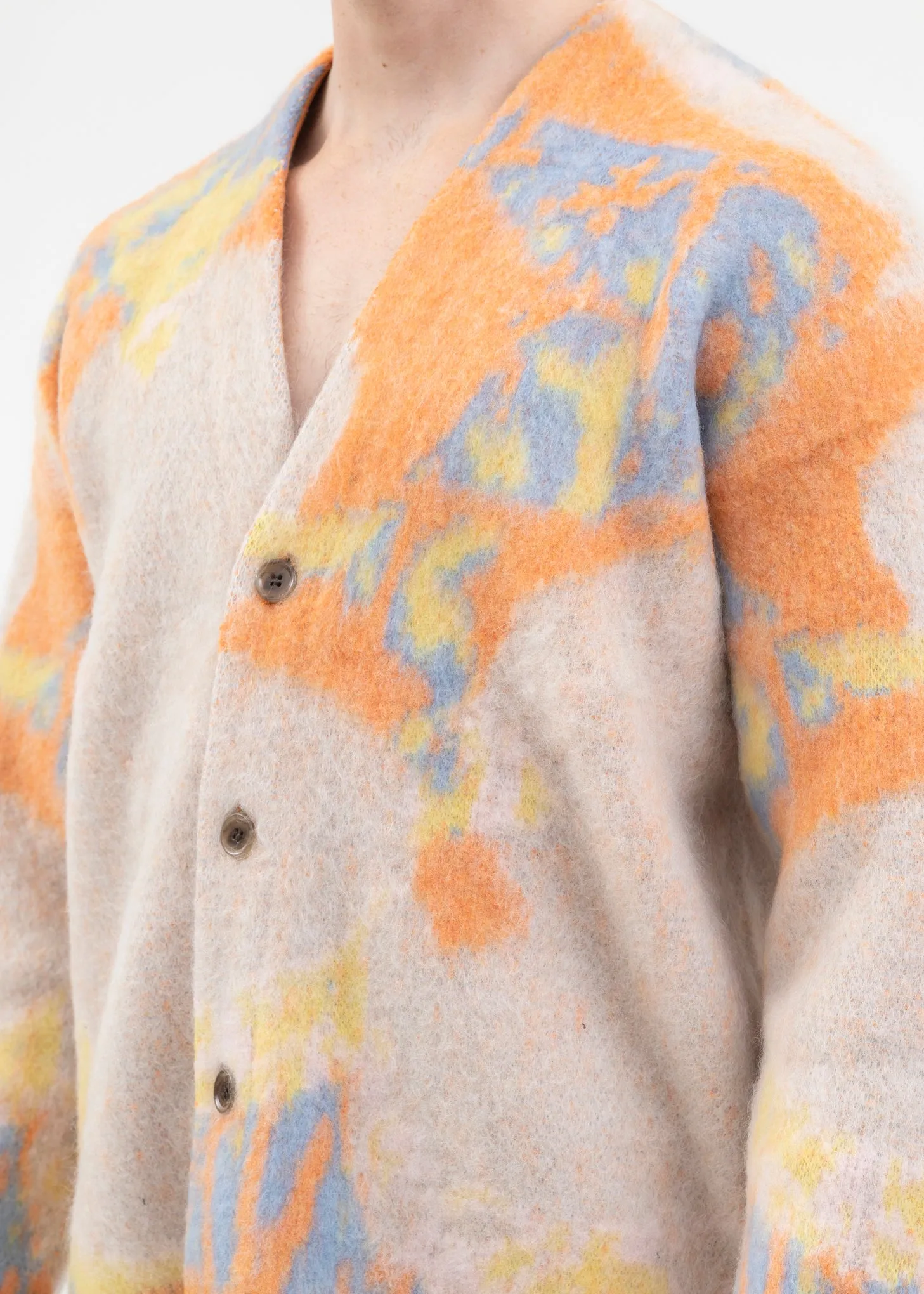 Orange ART MOHAIR SHAGGY KNIT CARDIGAN