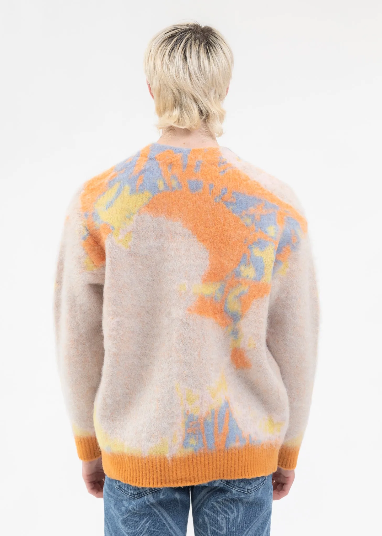 Orange ART MOHAIR SHAGGY KNIT CARDIGAN