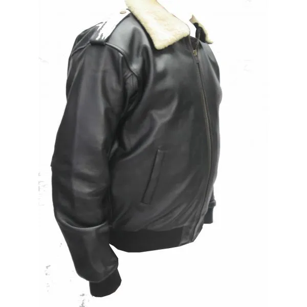 Pilot Bomber Fling Leather Jacket With fur Collar 158