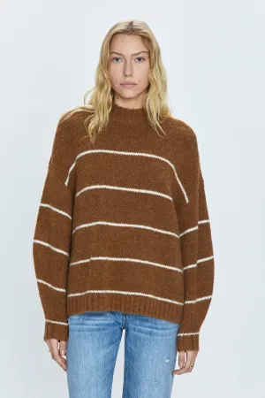 Pistola Carlen Mock Neck Sweater in Caramel/White Stripe - FINAL SALE