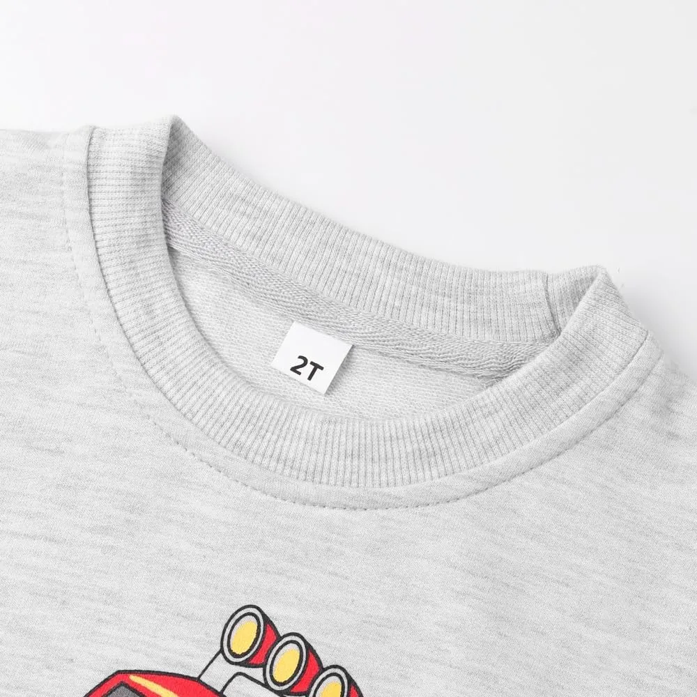 Popshion Boys Crewneck Sweatshirt Monster Truck Dinosaur Shirts Cotton Lightweight Pullover Sweater for Kids