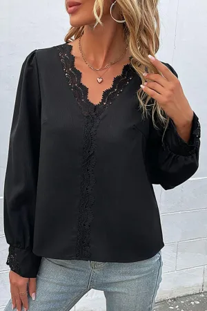 Pure Class Black V-Neck Long Sleeve Blouse