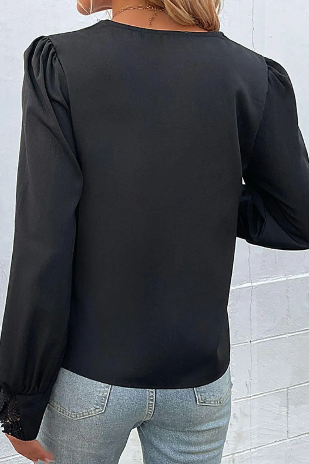 Pure Class Black V-Neck Long Sleeve Blouse