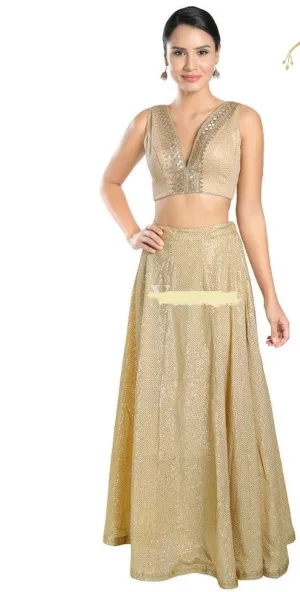 Readymade Jain Silk Padded Back Open Sleeveless Gold Saree Blouse
