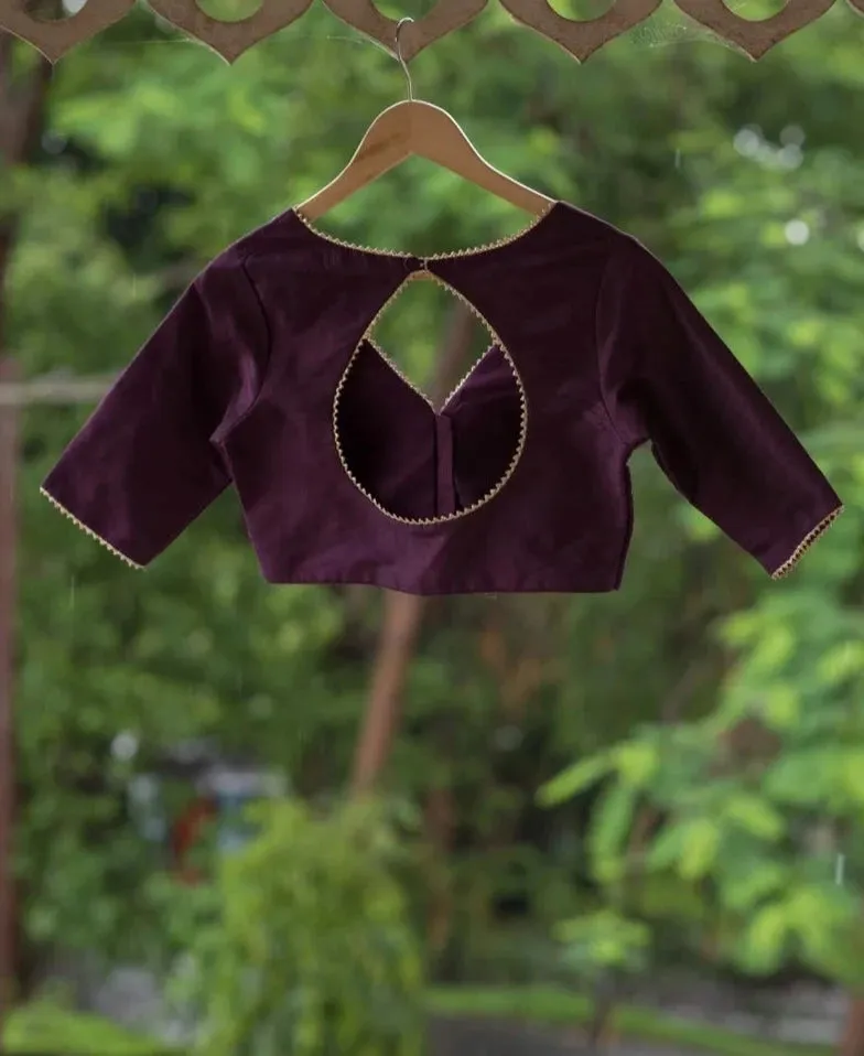 Readymade Purple And Gold Blouse Made Raw Silk