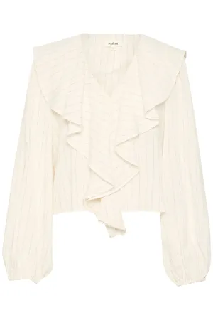 Roya Ruffle Detail Blouse - Nature Stripe