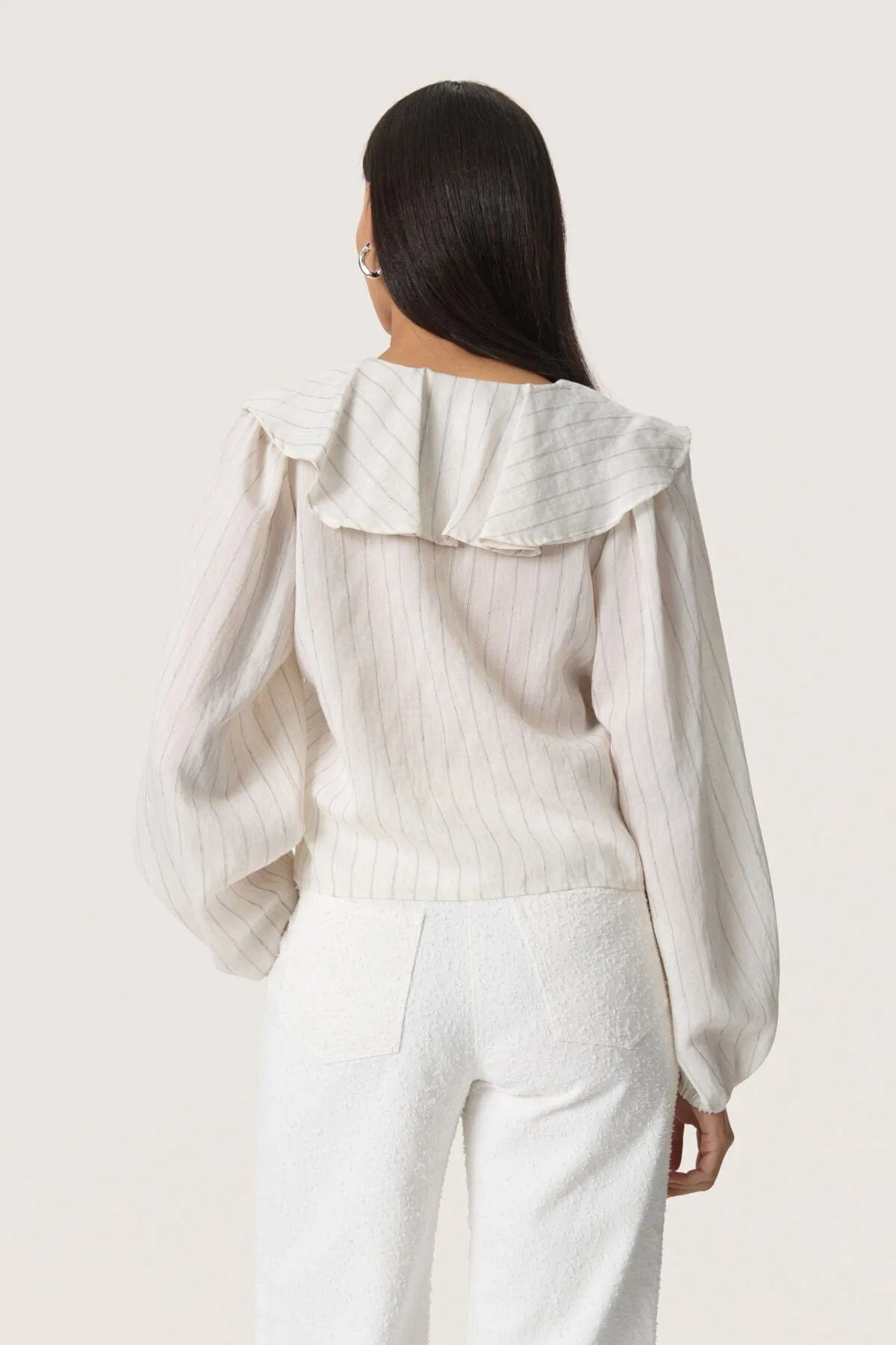Roya Ruffle Detail Blouse - Nature Stripe
