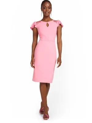 Ruffle Cap-Sleeve Sheath Dress - Magic Crepe®