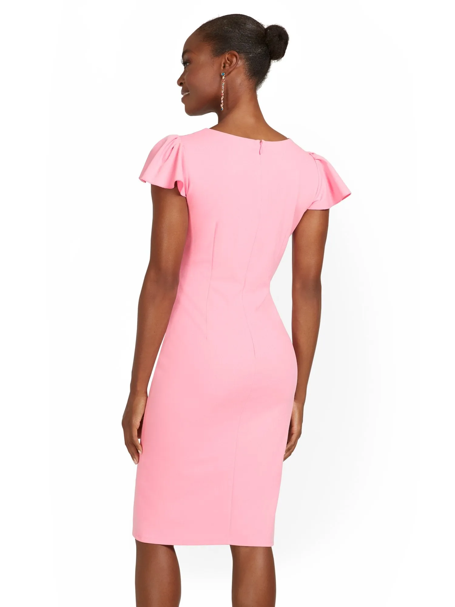 Ruffle Cap-Sleeve Sheath Dress - Magic Crepe®