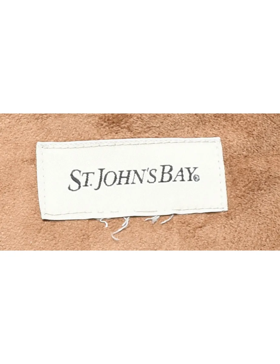 St. John Bay Hooded Brown Shearling Lined Coat - L