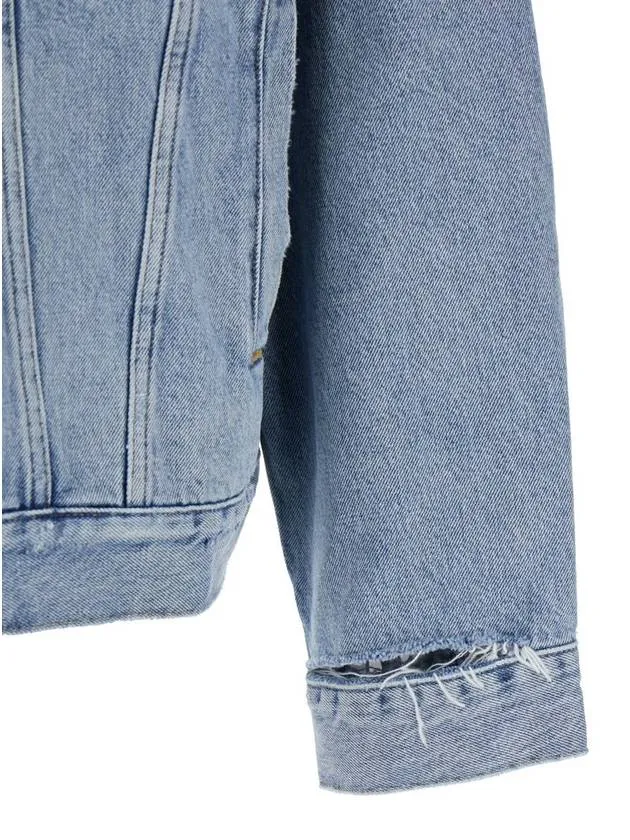 'Stefano' Light Blue Jacket With Classic Collar In Denim Man