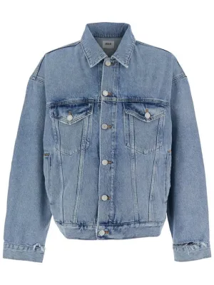 'Stefano' Light Blue Jacket With Classic Collar In Denim Man