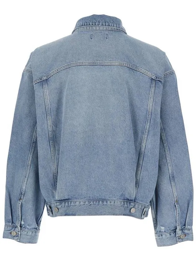 'Stefano' Light Blue Jacket With Classic Collar In Denim Man