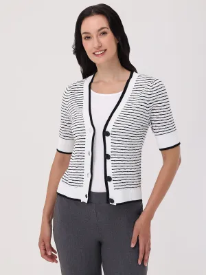 Stripe Short Sleeve Cardigan