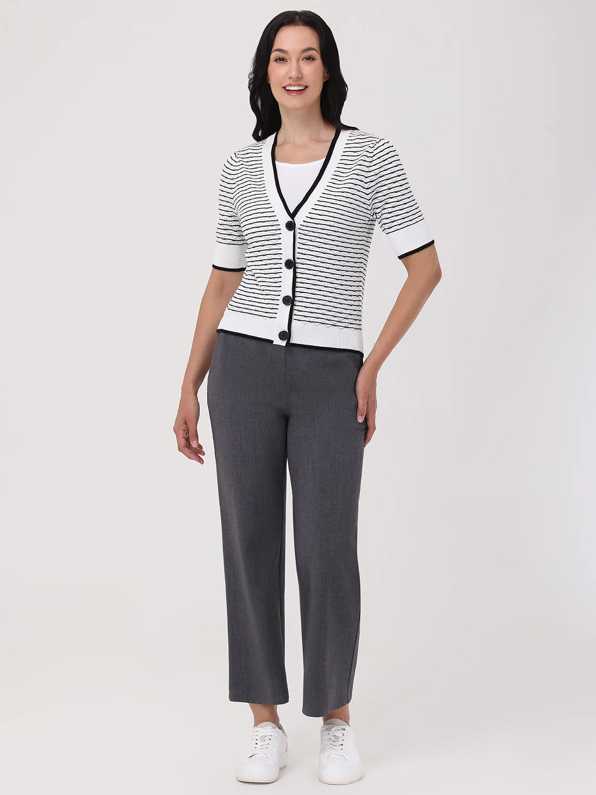 Stripe Short Sleeve Cardigan