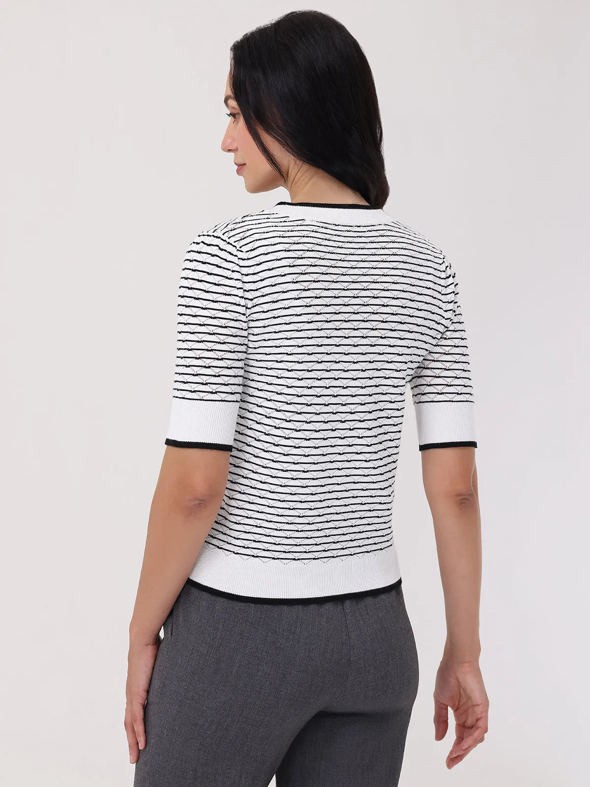 Stripe Short Sleeve Cardigan