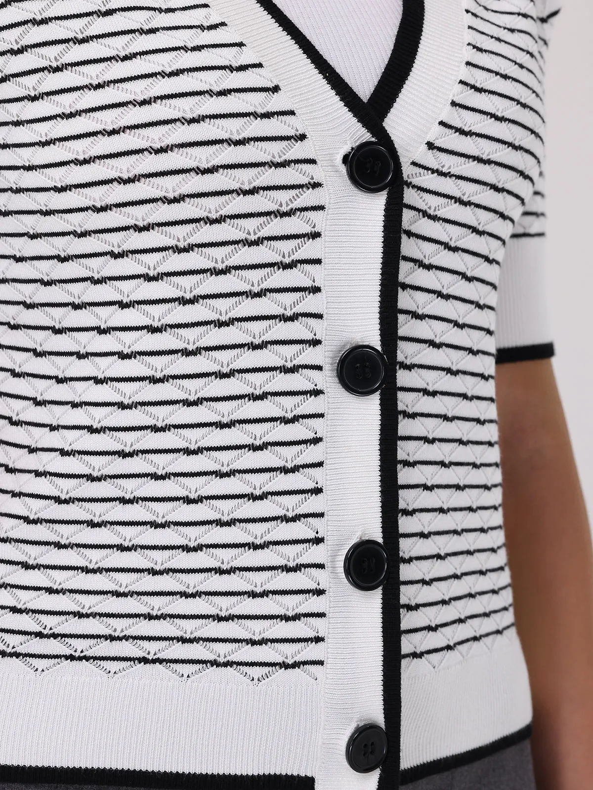 Stripe Short Sleeve Cardigan