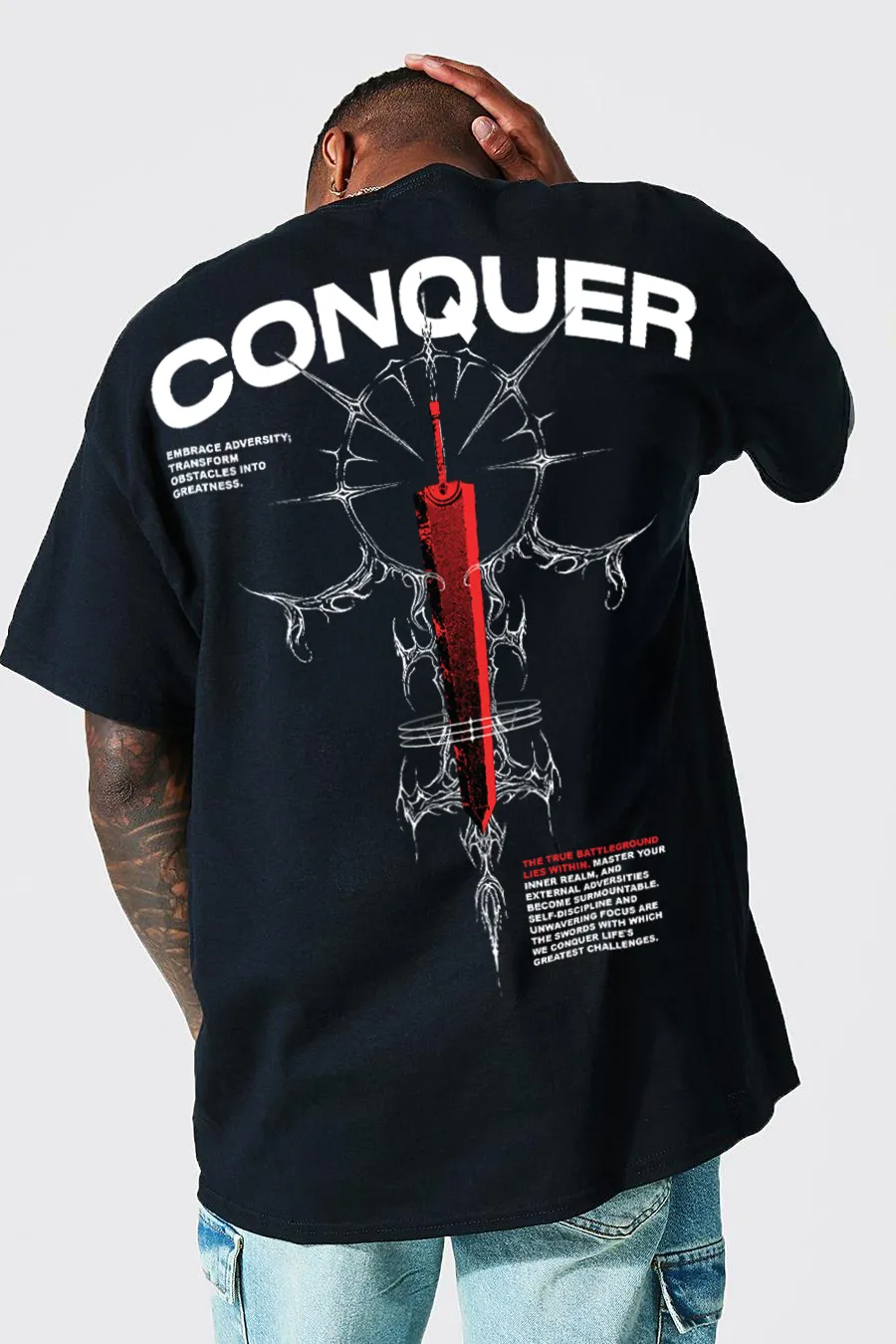 T-Shirt - Black - Conquered sword - Oversized