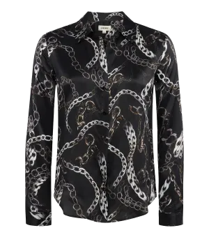 Tyler Long Sleeve Shirt in Black Multi Grunge Chain
