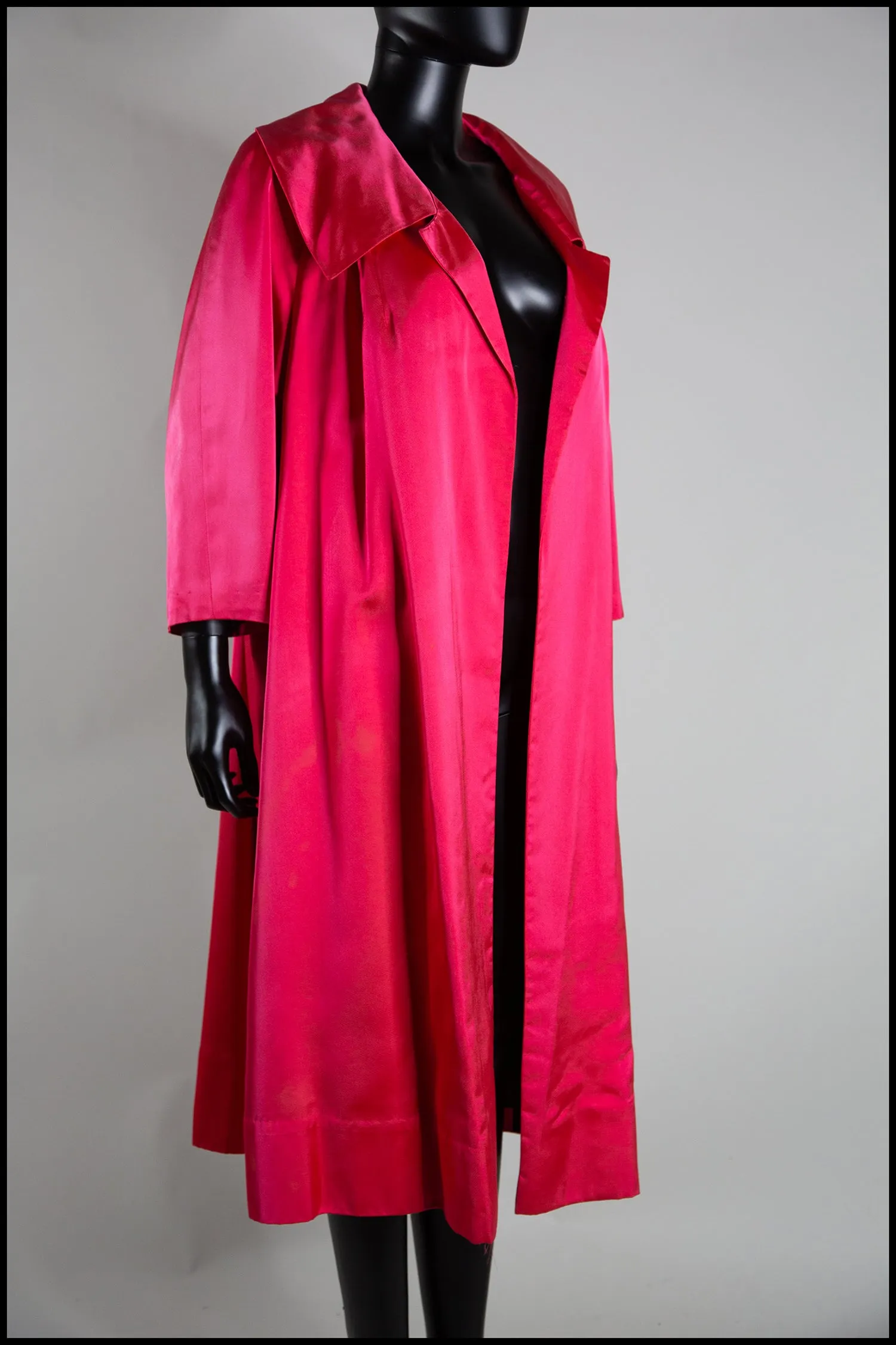 Vintage 1950s Shocking Pink Satin Evening Coat